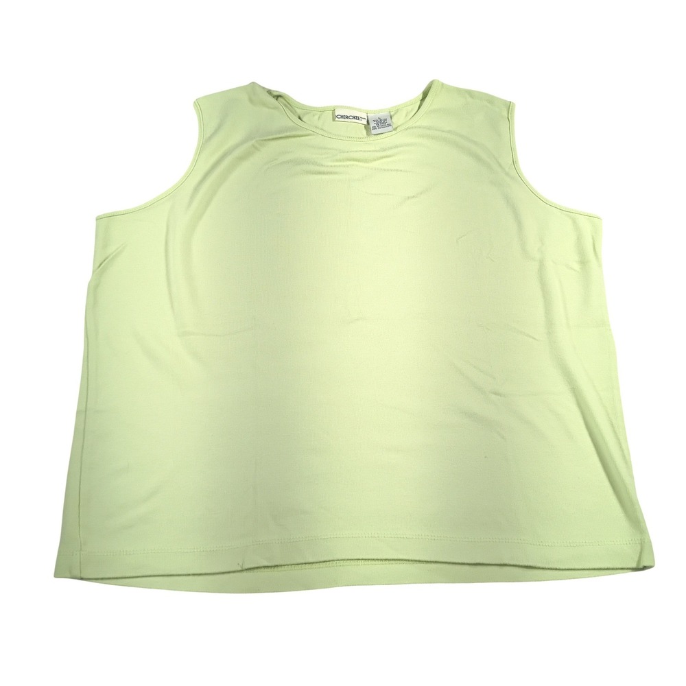 Cherokee Tank Top Women Large Lime Green Ribbed Shell Sleeveless
